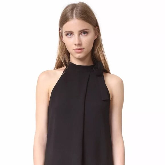 Theory Espere Tie Neck Sleeveless Admiral Crepe Dress Black - Size 6 - Picture 2 of 6